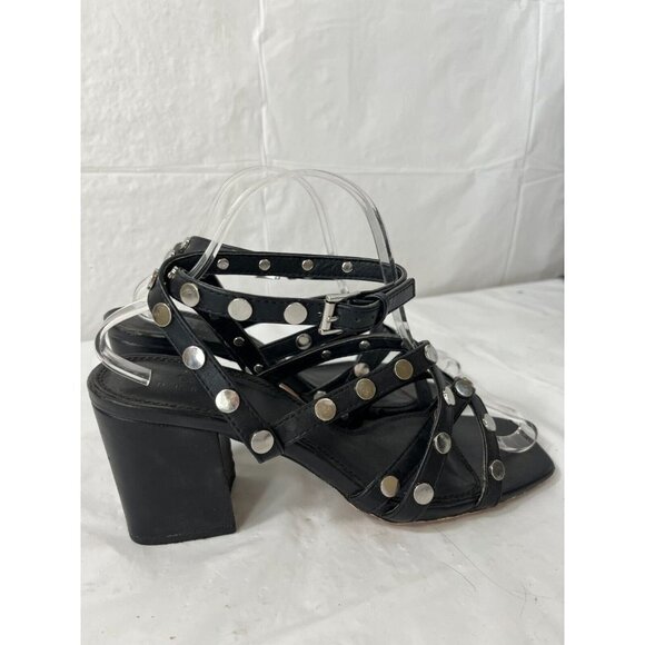 ASOS DESIGN Womens Harlow studded blocked heeled sandals in black US SIZE 7 - Picture 10 of 12